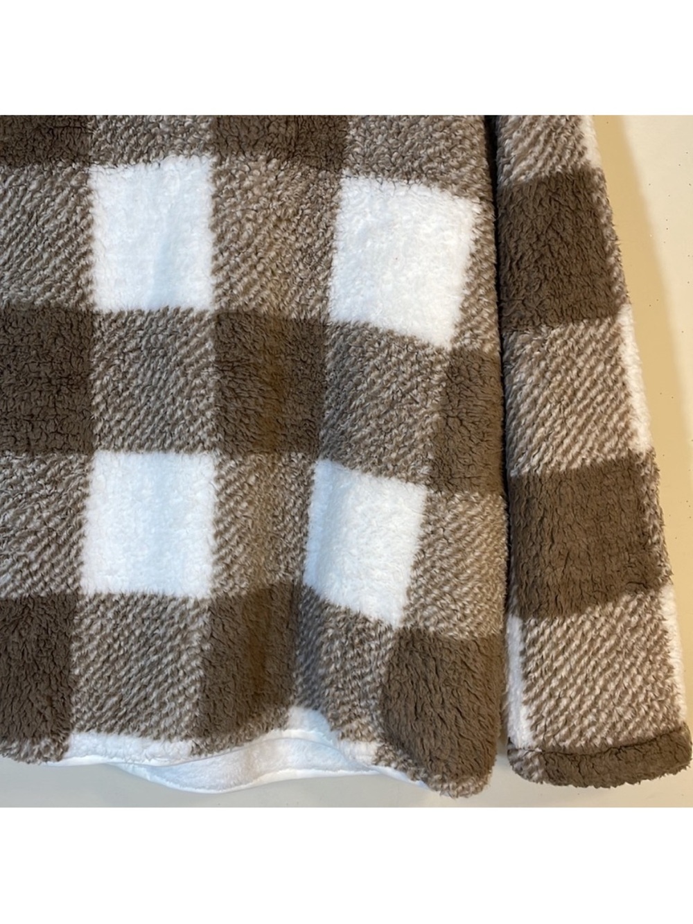 MEROKEETY Classic Plaid Half Zip Sherpa Top. Small. NWT. - Picture 13 of 13